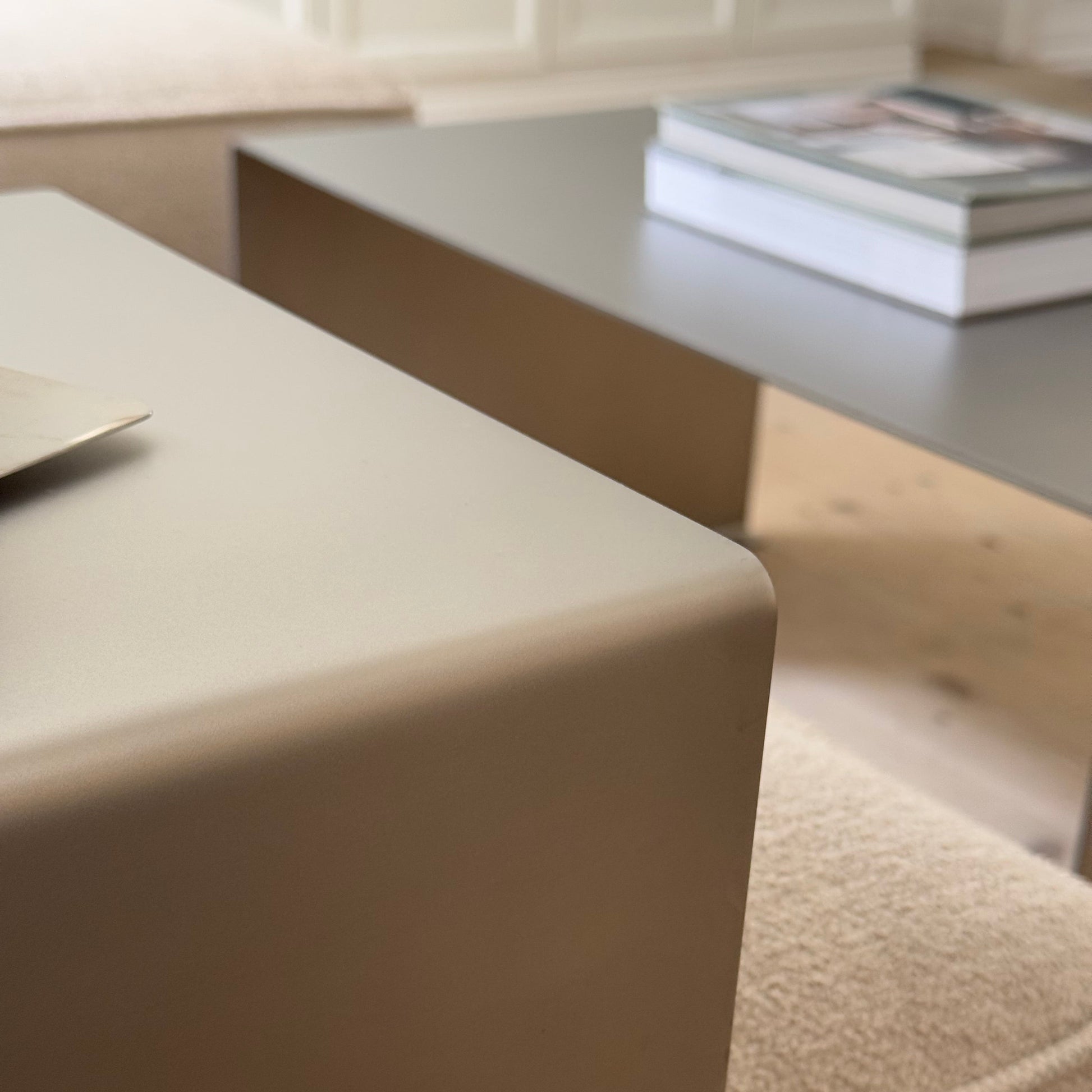 Detail of a corner on the Elegance Side Table showing smooth, precise edges.